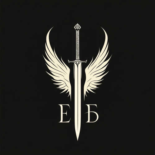 Minimalist Sword Logo Design with 'D' and 'E' Initials