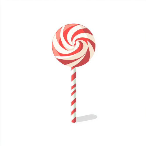 Minimalistic cartoon Christmas lolly in muted colors on white.
