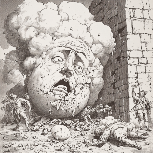 Mister Nimbus and Humpty Dumpty lie shattered.