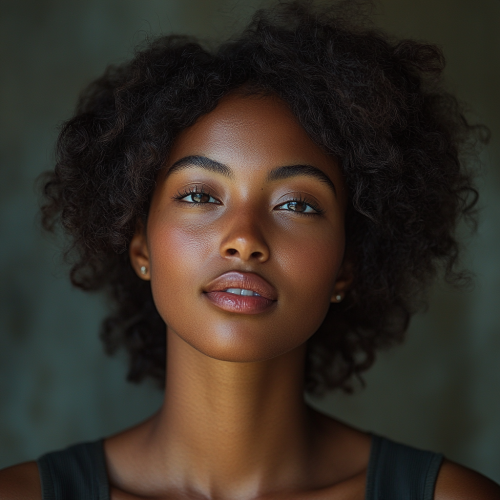 Mixed Asian-African lady with unique features, Sony camera picture.