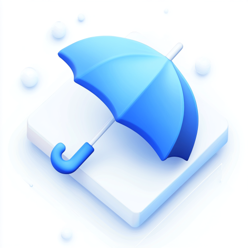 Modern 3D Umbrella Icon with Blue Gradients