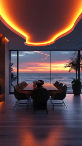 Modern Dining Room with Black Table and Chairs