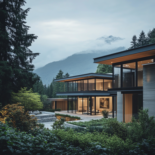 Modern North Vancouver Real Estate Property at Dusk