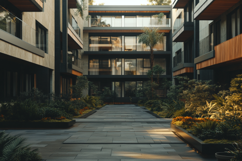 Modern apartment building in upscale city area