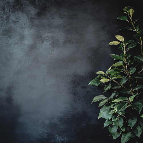 Modern dark wall with green plant for contrast