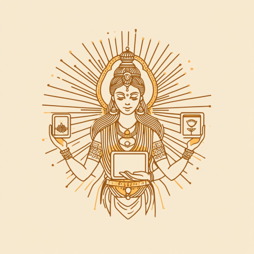 Modern logo of goddess Demeter with tech tools. Modern logo of goddess Demeter with tech tools.