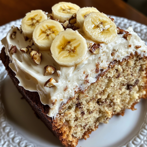 Moist Banana Bread Cake with Creamy Frosting