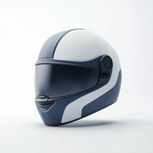 Motorcycle Helmet in Navy Blue and White