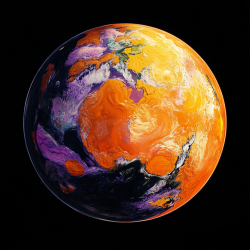 Multicolored Continents on Orange New Planet Multicolored Continents on Orange New Planet