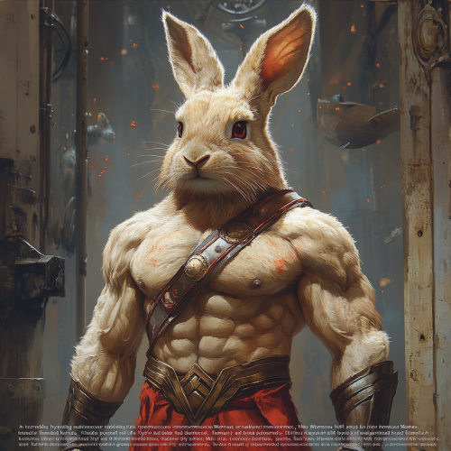 Muscular Rabbit Transformed into Wonder Woman Powerfully Stands