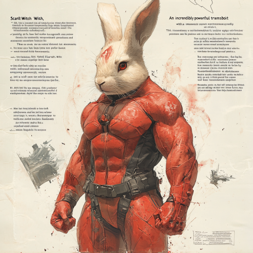 Muscular Scarlet Witch Rabbit in Powerful Pose Mystic Landscape