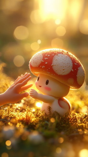 Mushroom Friend Comforting with Gentle Touch