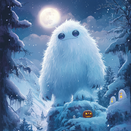 Mysterious Yeti's Halloween Night on Snowy Mountain