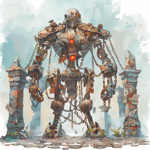 Mysterious toll guardian formed from iron and stone.