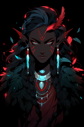 Mystic Elf and Shaman Portrait in Dungeon Concept Art