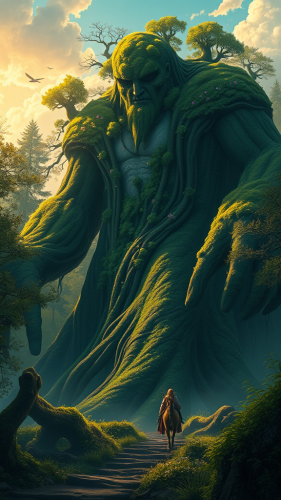 Mystical Forest Giant Reaching for Sunset