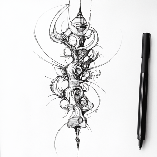 Mystical Totem: Abstract Artwork in Ink