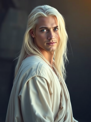 Mystical Tribal Man with Piercing Blue Eyes