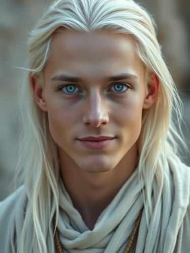 Mystical Young Man with Piercing Blue Eyes