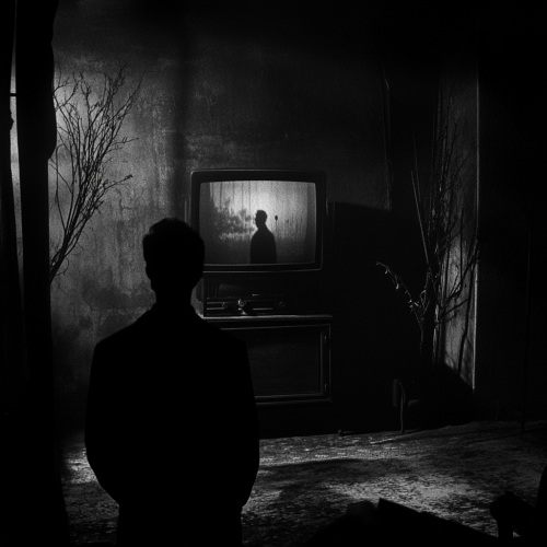 Narrator unseen, black screen, old movie text, retro-horror vibe. Narrator unseen, black screen, old movie text, retro-horror vibe.