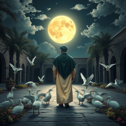 Nighttime Walk in Traditional Middle Eastern Courtyard