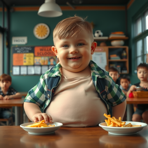 Obese Boy Cheered by Classmates in Cafeteria
