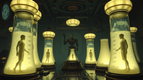 Obscured Figures in Cloudy Flasks and Dark Room