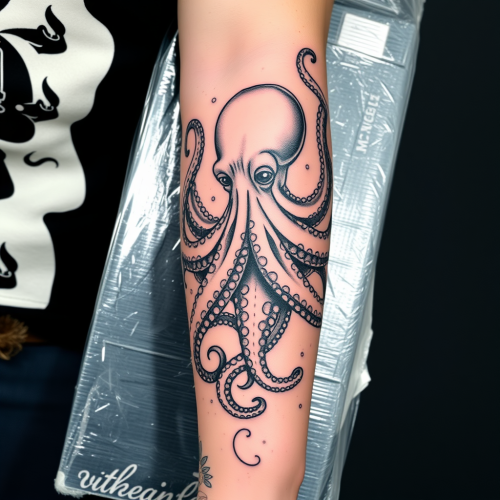 Octopus Arm Tattoo Enveloping a Ship
