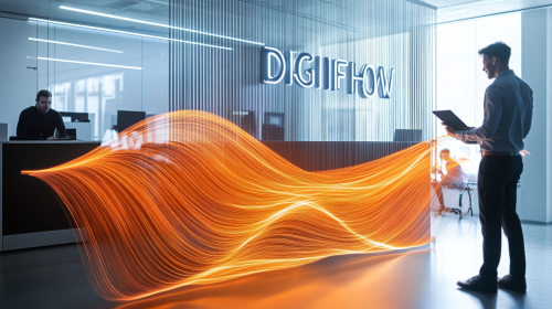 Office Workers Surfing the 'DIGIFLOW' Energy Wave