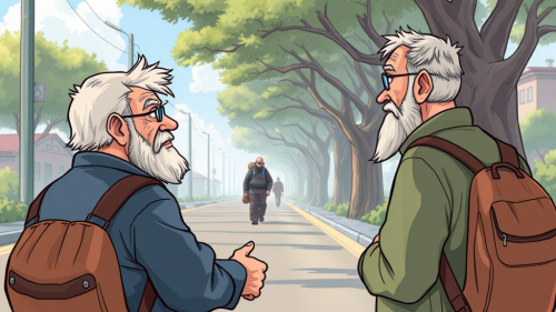 Old Man Shares Life Experiences with Younger Man