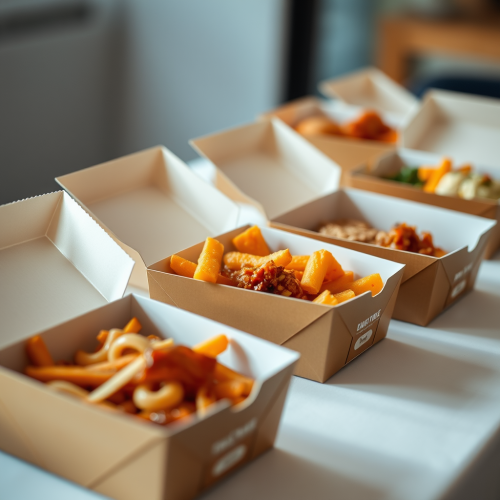 Ordered Food Boxes on the Table