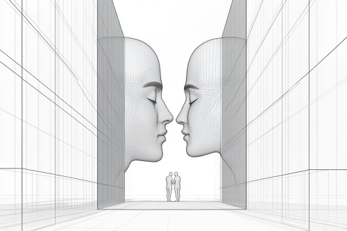 Outline of man face door and female face door.