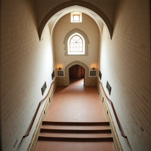 Overhead View of 14th Century Castle Foyer