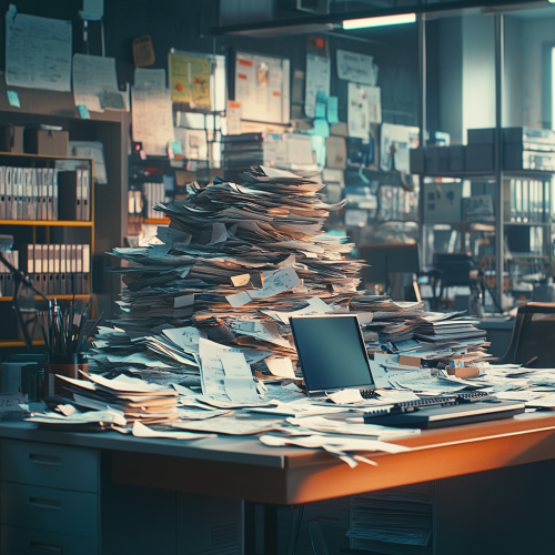 Overwhelming Office Work Desk - AI Image