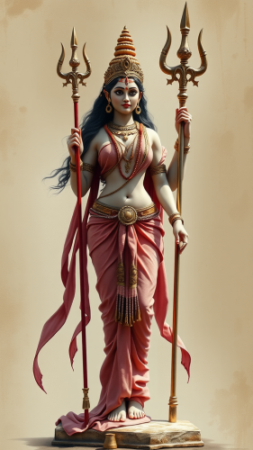 Parvati Goddess in Pink with a Trident