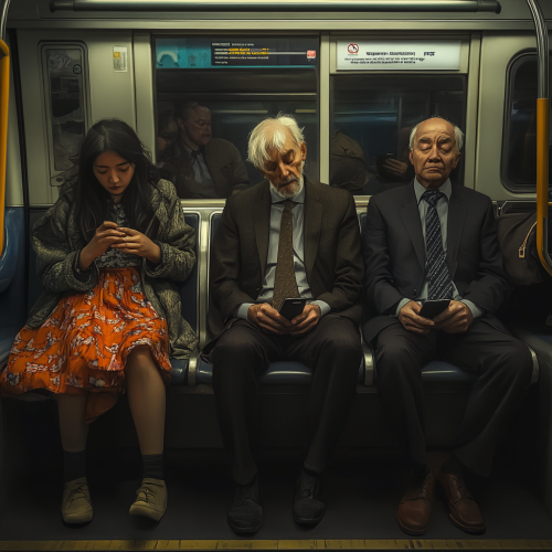 Passengers on the Bakerloo Line tube commuting together