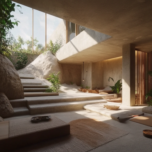 Passive house with natural light, ventilation, sustainable materials