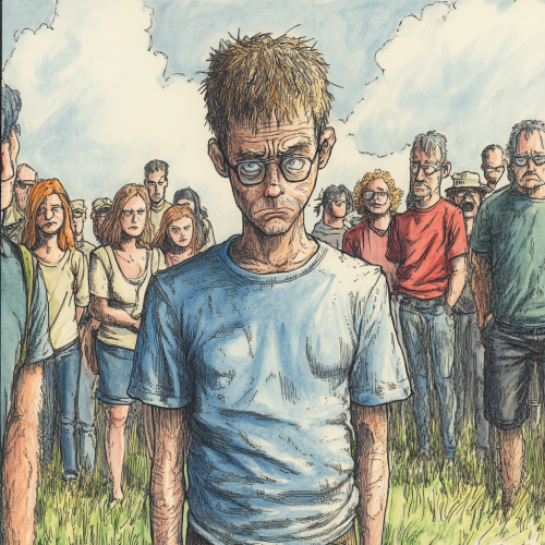 People look down on weak, sad man