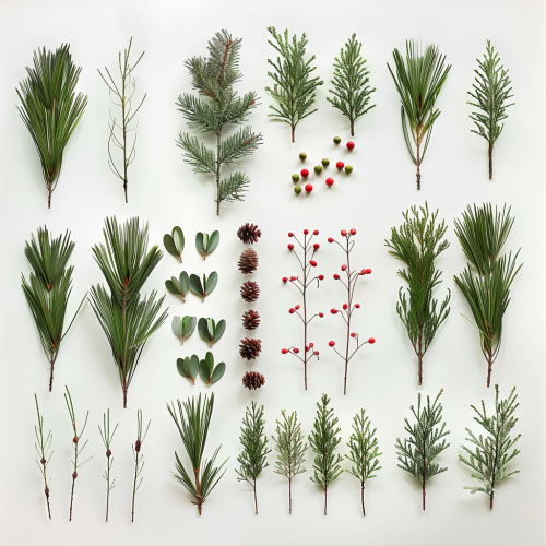 Perfectly arranged Winter botanicals in orderly fashion