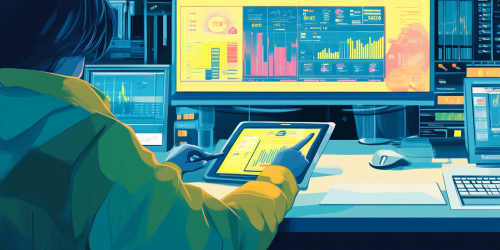 Person carefully tracking expenses on tablet in modern workspace. Person carefully tracking expenses on tablet in modern workspace.