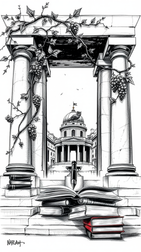 Personal library book stamp with owl and vines