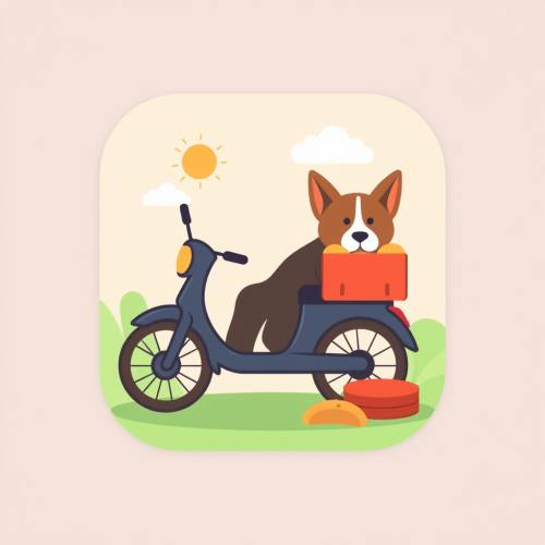 Pet Food Delivery App Icon in Flat Style