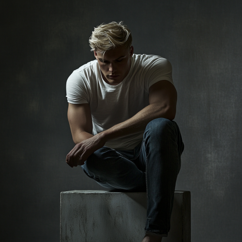 Photo of man model in Calvin Klein ad