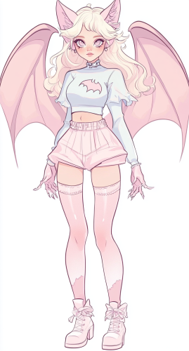 Pink Bat-Girl Vivziepop Style Pastel Outfit