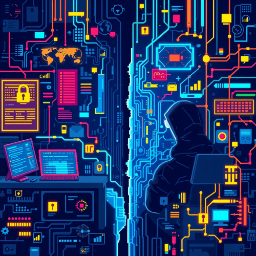 Pixelated illustration showing cybersecurity skills gap in techy game. Pixelated illustration showing cybersecurity skills gap in techy game.