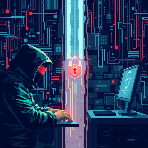 Pixelated illustration showing cybersecurity skills gap.