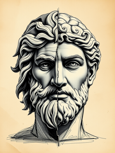 Pop Art Sketch of Zeus and King David