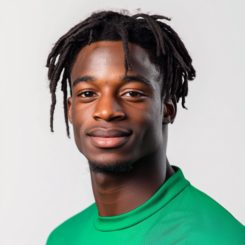 Portrait of 21 year old professional footballer, West African.