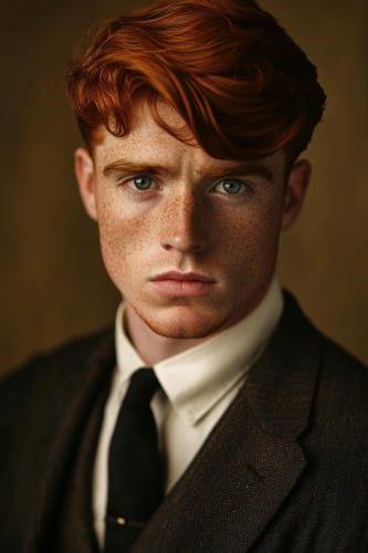 Portrait of Irish Gangster in 1920s with Red Hair.