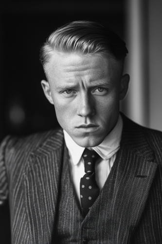 Portrait of Irish gangster in business suit.